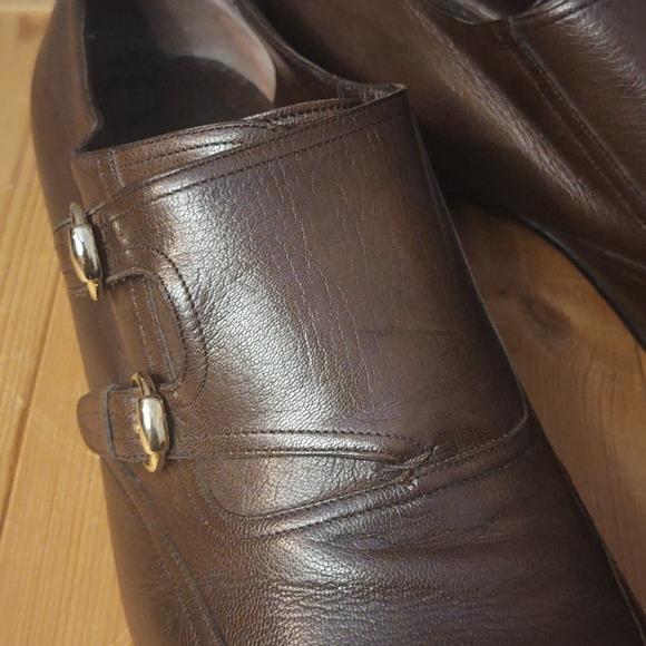 Gucci Brown Leather Double Monk Strap Brown 11.5 D main image 8